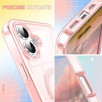 For iPhone 16 Plus Colorful MagSafe Magnetic PC Hybrid TPU Phone Case(Pink) - iPhone 16 Plus Cases by buy2fix | Online Shopping UK | buy2fix