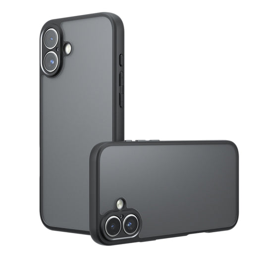 For iPhone 16 Armor Precise Hole PC Hybrid TPU Phone Case(Frosted Black) - iPhone 16 Cases by buy2fix | Online Shopping UK | buy2fix