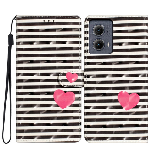 For Motorola Edge 2024 3D Pattern Leather Phone Case(Striped Heart) - Motorola Cases by buy2fix | Online Shopping UK | buy2fix