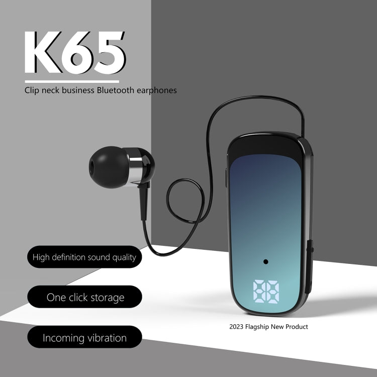 K65 Business Lavalier Retractable Cable Bluetooth Earphone(Black) - Bluetooth Earphone by buy2fix | Online Shopping UK | buy2fix