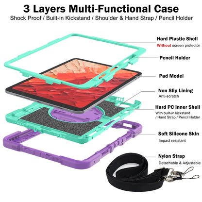 For iPad Pro 11 2024 360 Degree Rotation PC Contrast Silicone Tablet Case(Purple + Mint Green) - iPad Pro 11 2024 Cases by buy2fix | Online Shopping UK | buy2fix