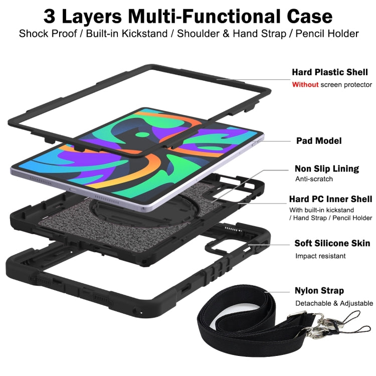 For Lenovo Tab M11 / Xiaoxin Pad 11 2024 360 Degree Rotation PC Contrast Silicone Tablet Case(Black) - Lenovo by buy2fix | Online Shopping UK | buy2fix