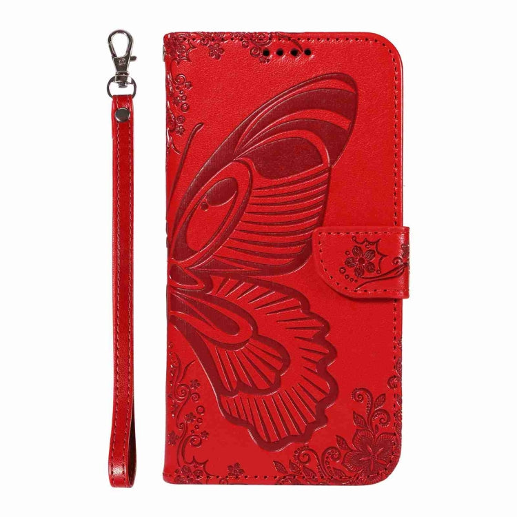 For OnePlus 12 Swallowtail Butterfly Embossed Leather Phone Case(Red) - OnePlus Cases by buy2fix | Online Shopping UK | buy2fix