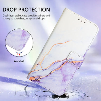 For Xiaomi Redmi K70 / K70 Pro PT003 Marble Pattern Flip Leather Phone Case(White Purple) - K70 Cases by buy2fix | Online Shopping UK | buy2fix