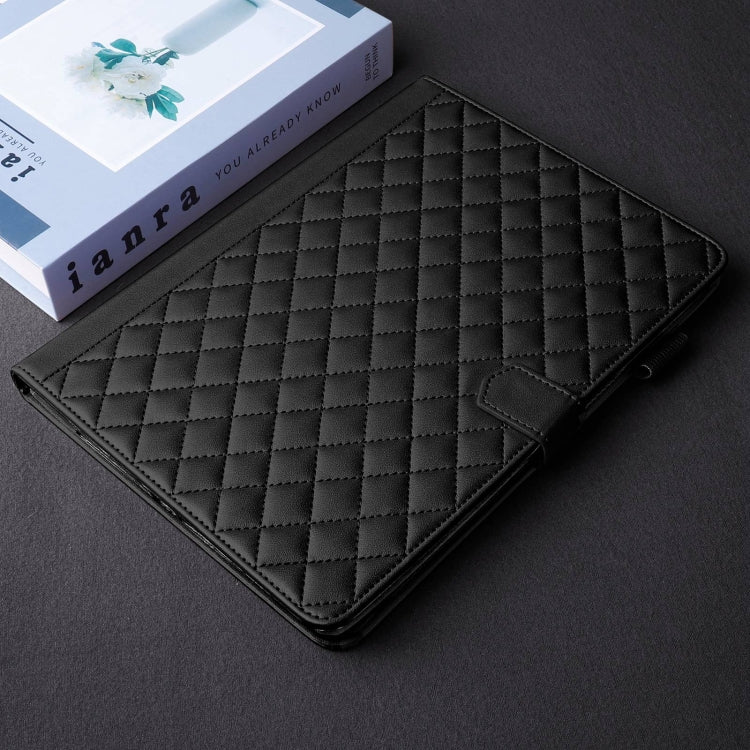 For iPad Pro 13 2024 Rhombus Lattice Leather Smart Tablet Case(Black) - iPad Pro 13 2024 Cases by buy2fix | Online Shopping UK | buy2fix