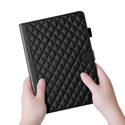 For iPad Pro 13 2024 Rhombus Lattice Leather Smart Tablet Case(Black) - iPad Pro 13 2024 Cases by buy2fix | Online Shopping UK | buy2fix