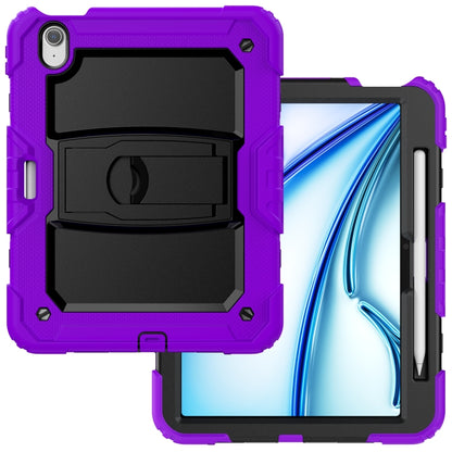 For iPad Air 11 2024 Silicone Hydric PC Tablet Case with Shoulder Strap & Holder(Purple) - iPad Air 11 2024 Cases by buy2fix | Online Shopping UK | buy2fix