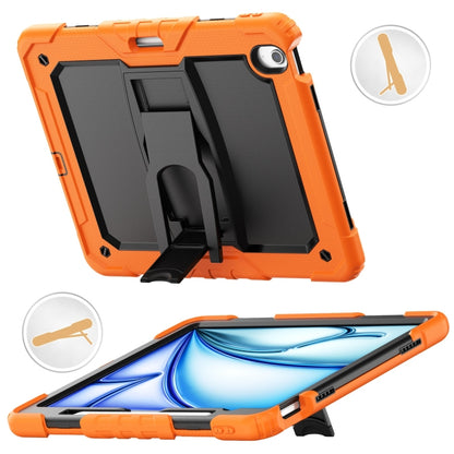 For iPad Air 13 2024 Silicone Hydric PC Tablet Case with Shoulder Strap & Holder(Orange) - iPad Air 13 2024 Cases by buy2fix | Online Shopping UK | buy2fix