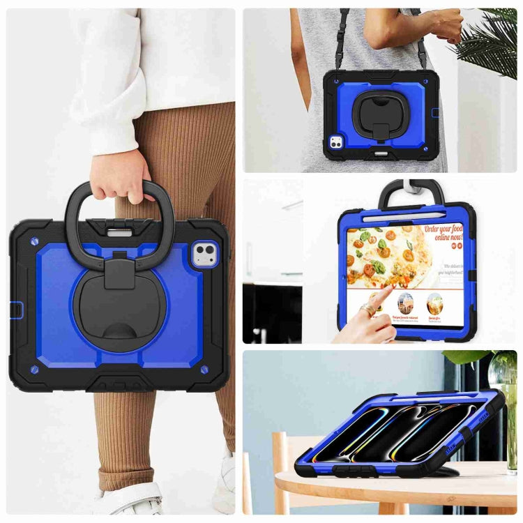 For iPad Pro 11 2024 Handle Silicone Hydric PC Tablet Case with Shoulder Strap(Dark Blue PC) - iPad Pro 11 2024 Cases by buy2fix | Online Shopping UK | buy2fix