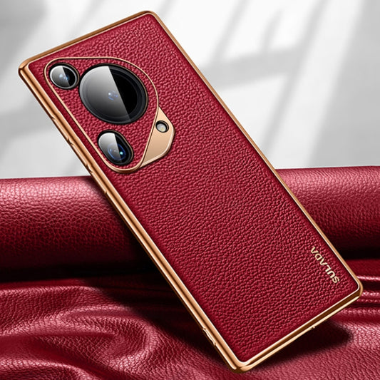 For Huawei Pura 70 Ultra SULADA TPU + Litchi Texture Leather Phone Case(Red) - Huawei Cases by SULADA | Online Shopping UK | buy2fix