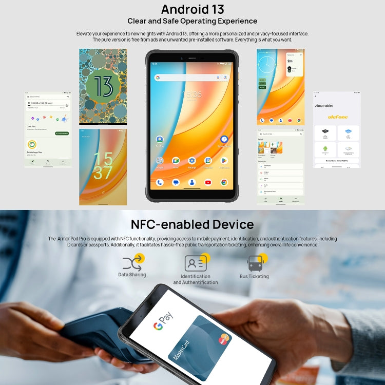 [HK Warehouse] Ulefone Armor Pad Pro Rugged Tablet PC, 8GB+128GB, 8 inch Android 13 MediaTek MT8788 Octa Core 4G Network, EU Plug(Black) - Other by Ulefone | Online Shopping UK | buy2fix