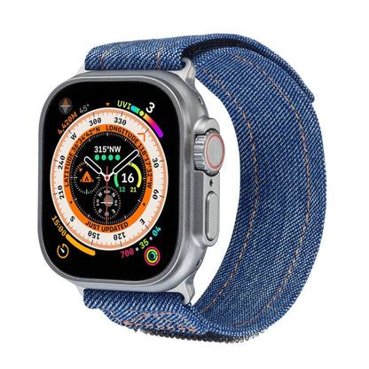 For Apple Watch Ultra 2 49mm Cowboy Nylon Hook and Loop Fastener Watch Band(Dark Blue) - Watch Bands by buy2fix | Online Shopping UK | buy2fix