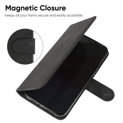 For Motorola Moto G Power 5G 2024 Skin Feel Geometric Lines Leather Phone Case(Black) - Motorola Cases by buy2fix | Online Shopping UK | buy2fix