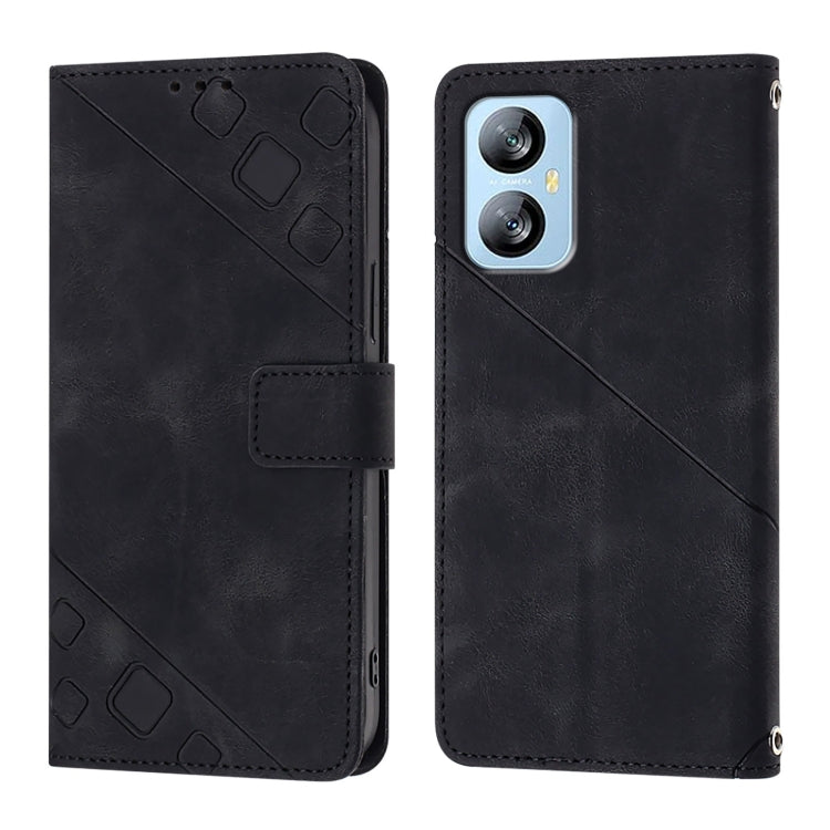 For Blackview A52 Skin Feel Embossed Leather Phone Case(Black) - More Brand by buy2fix | Online Shopping UK | buy2fix