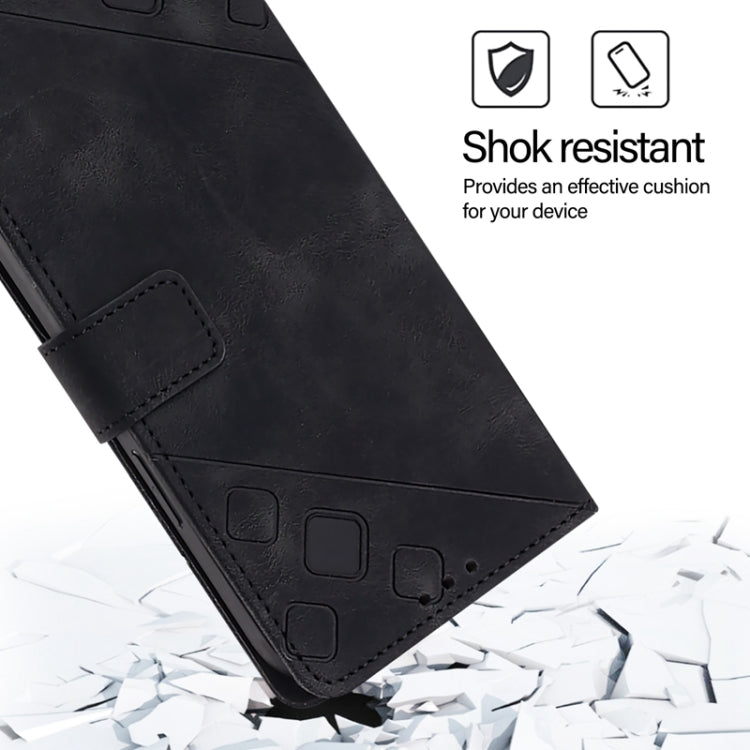 For Blackview A52 Skin Feel Embossed Leather Phone Case(Black) - More Brand by buy2fix | Online Shopping UK | buy2fix