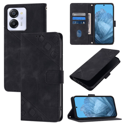For Blackview Color 8 Skin Feel Embossed Leather Phone Case(Black) - More Brand by buy2fix | Online Shopping UK | buy2fix