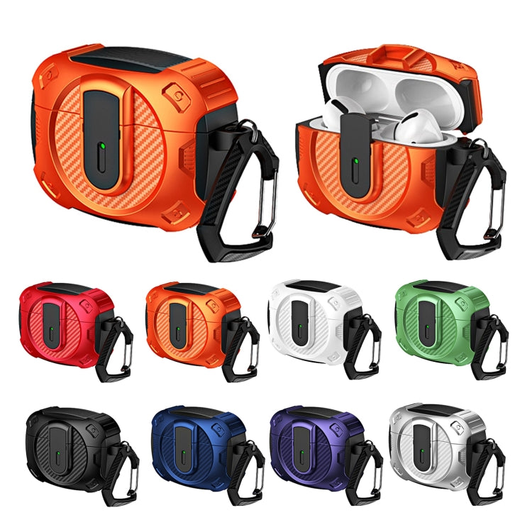 For AirPods Pro Lock Shockproof Bluetooth Earphone Protective Case(Black Orange) - For AirPods Pro by buy2fix | Online Shopping UK | buy2fix