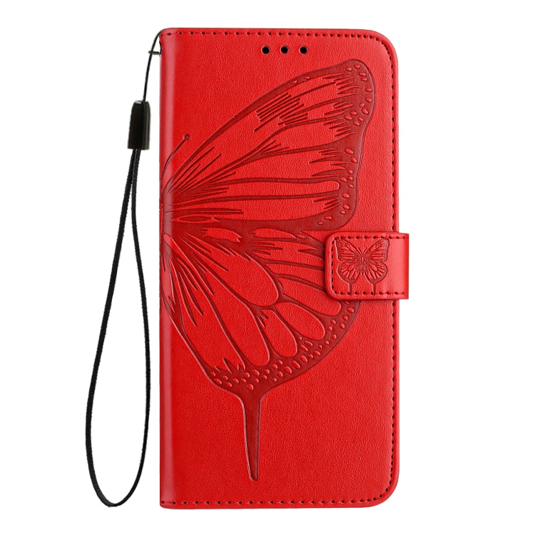 For Blackview A52 Embossed Butterfly Leather Phone Case(Red) - More Brand by buy2fix | Online Shopping UK | buy2fix