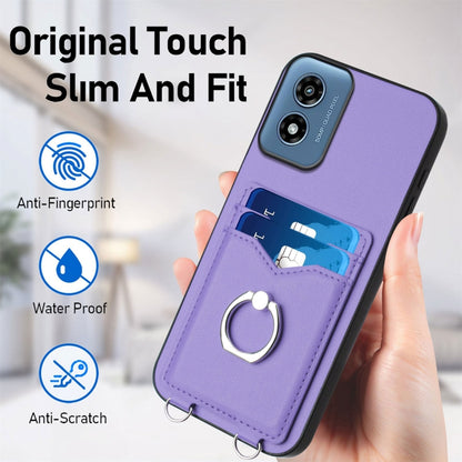 For Motorola Moto G Play 2024 4G R20 Ring Card Holder Phone Case(Purple) - Motorola Cases by buy2fix | Online Shopping UK | buy2fix