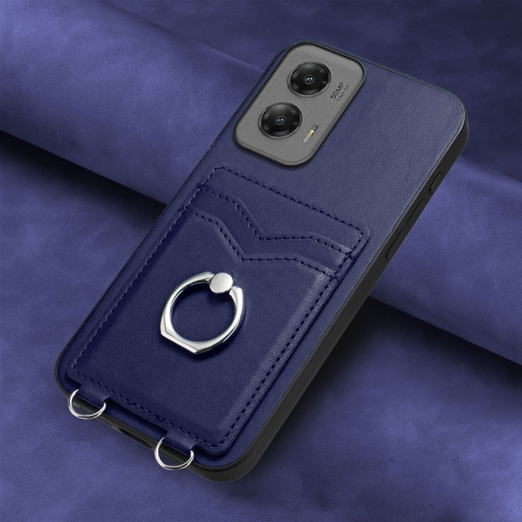 For Motorola Moto G Stylus 5G 2024 R20 Ring Card Holder Phone Case(Blue) - Motorola Cases by buy2fix | Online Shopping UK | buy2fix