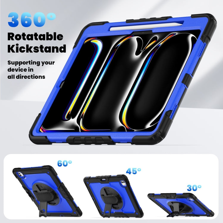 For iPad Pro 13 2024 Silicone Hybrid PC Tablet Case with Shoulder Strap(Dark Blue + Black) - iPad Pro 13 2024 Cases by buy2fix | Online Shopping UK | buy2fix