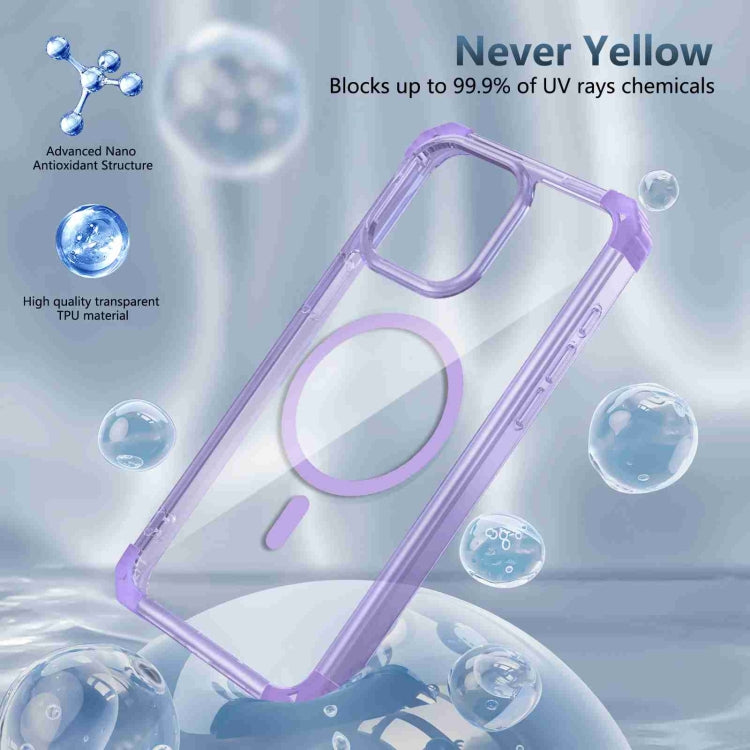 For iPhone 15 Transparent MagSafe Magnetic Phone Case(Purple) - iPhone 15 Cases by buy2fix | Online Shopping UK | buy2fix