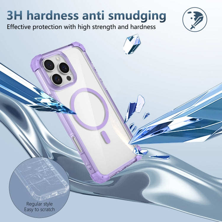 For iPhone 16 Pro Max Transparent MagSafe Magnetic Phone Case(Purple) - iPhone 16 Pro Max Cases by buy2fix | Online Shopping UK | buy2fix