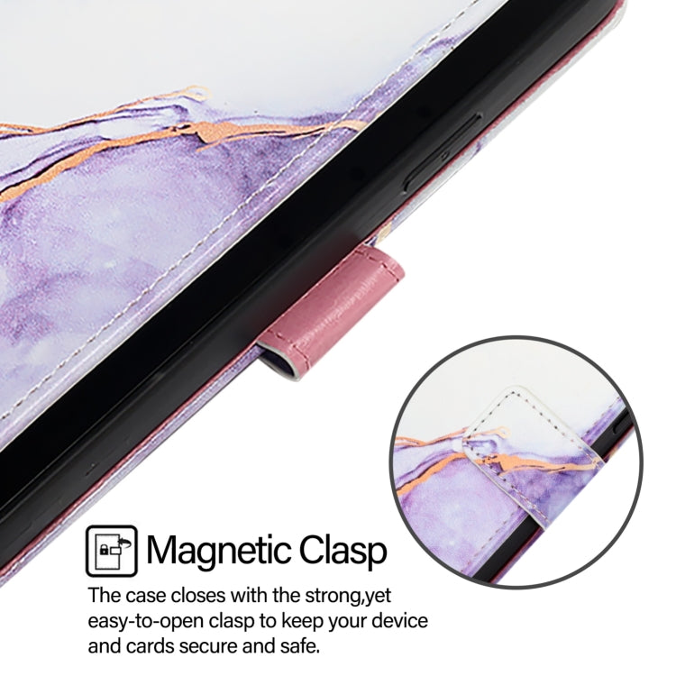 For Blackview A53 PT003 Marble Pattern Flip Leather Phone Case(White Purple) - More Brand by buy2fix | Online Shopping UK | buy2fix