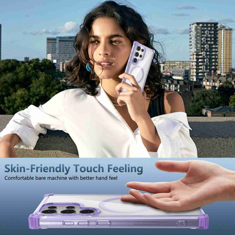 For Samsung Galaxy S24 5G Transparent MagSafe Magnetic Phone Case(Purple) - Galaxy S24 5G Cases by buy2fix | Online Shopping UK | buy2fix