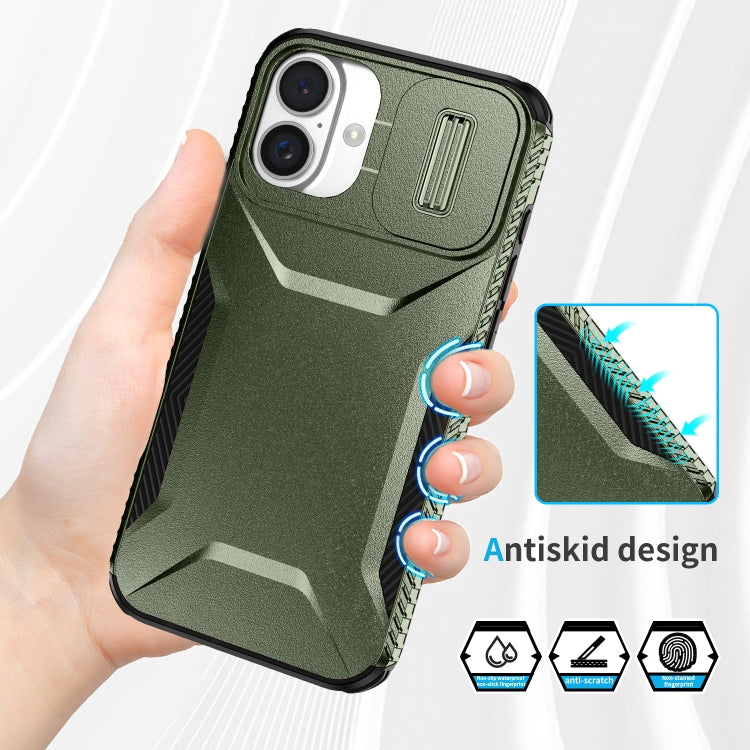 For iPhone 16 Sliding Camshield Phone Case(Alpine Green) - iPhone 16 Cases by buy2fix | Online Shopping UK | buy2fix