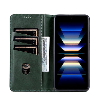 For Redmi Note 14 Pro+ 5G AZNS Magnetic Calf Texture Flip Leather Phone Case(Dark Green) - Note 14 Pro+ Cases by AZNS | Online Shopping UK | buy2fix