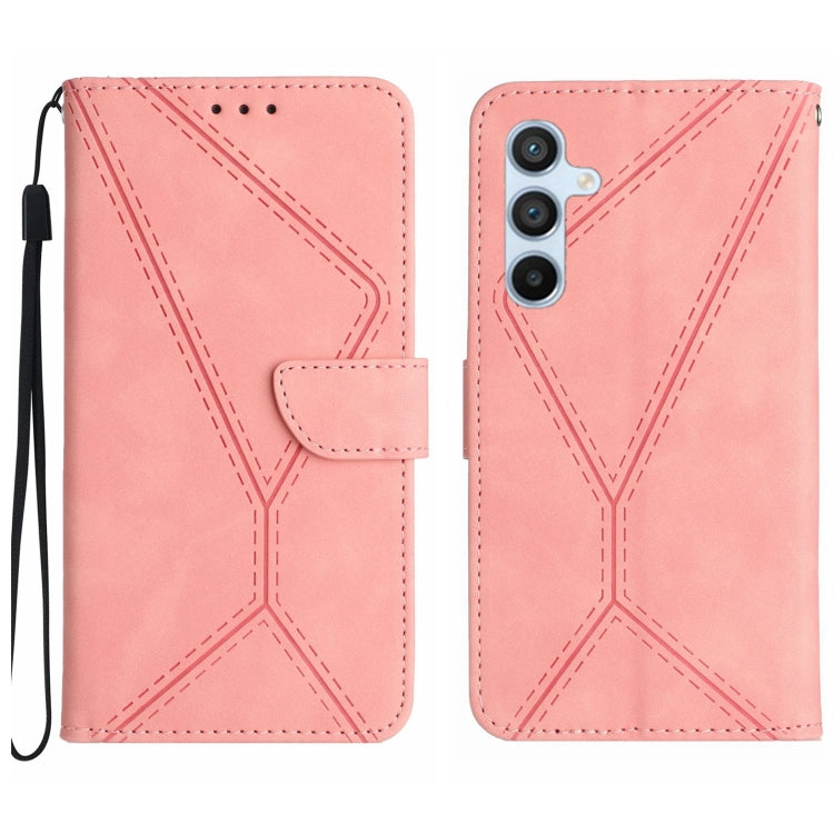 For Samsung Galaxy S25 5G Stitching Embossed Leather Phone Case(Pink) - Galaxy S25 5G Cases by buy2fix | Online Shopping UK | buy2fix