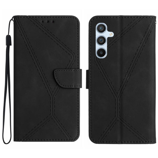 For Samsung Galaxy S25+ 5G Stitching Embossed Leather Phone Case(Black) - Galaxy S25+ 5G Cases by buy2fix | Online Shopping UK | buy2fix