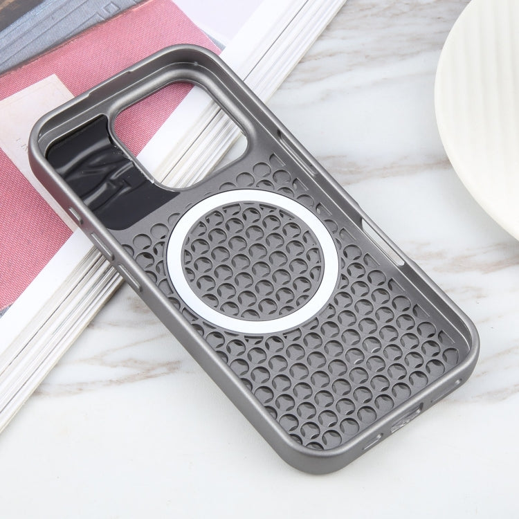 For iPhone 16 Pro Max Pure Color Honeycomb Aromatherapy MagSafe Phone Case(Grey) - iPhone 16 Pro Max Cases by buy2fix | Online Shopping UK | buy2fix