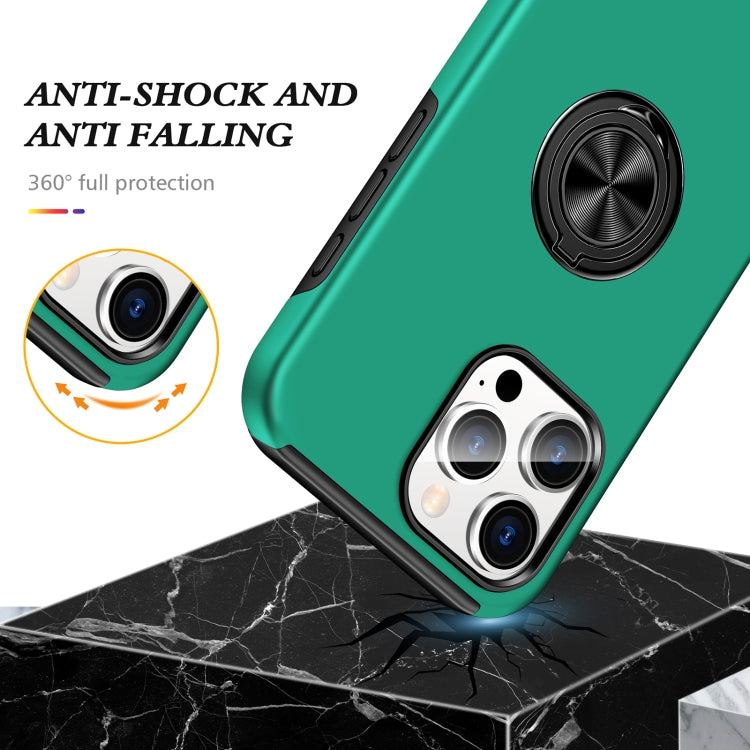 For iPhone 16 Pro Magnetic Ring Holder Phone Case(Dark Green) - iPhone 16 Pro Cases by buy2fix | Online Shopping UK | buy2fix