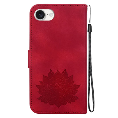 For iPhone SE 2024 Lotus Embossed Leather Phone Case(Red) - More iPhone Cases by buy2fix | Online Shopping UK | buy2fix