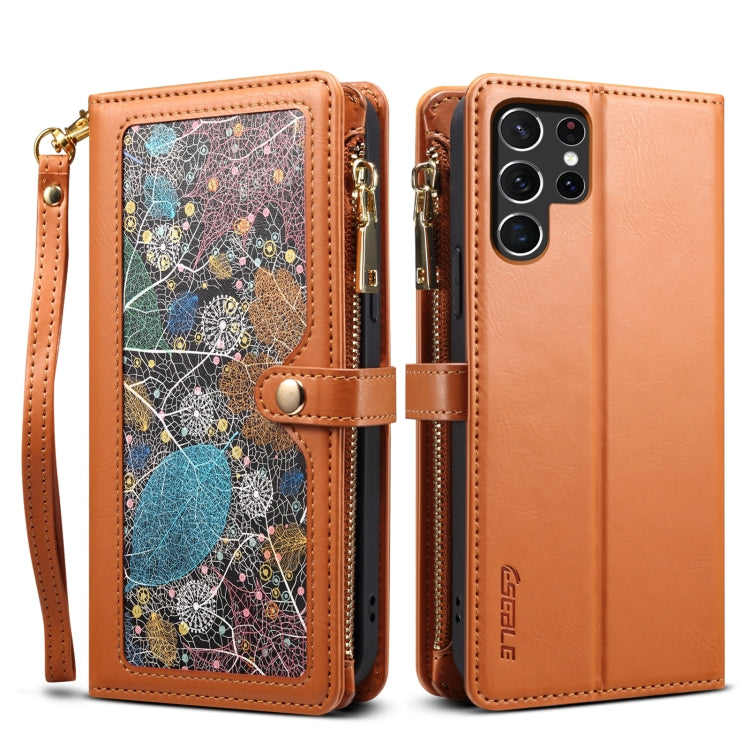 For Samsung Galaxy S25 Ultra 5G ESEBLE Star Series Lanyard Zipper Wallet RFID Leather Case(Brown) - Galaxy S25 Ultra 5G Cases by ESEBLE | Online Shopping UK | buy2fix