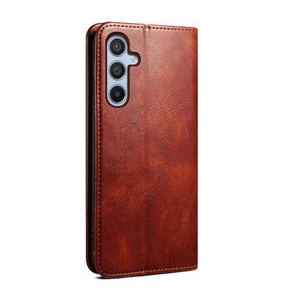 For Samsung Galaxy S25 5G Oil Wax Crazy Horse Texture Leather Phone Case(Brown) - Galaxy S25 5G Cases by buy2fix | Online Shopping UK | buy2fix