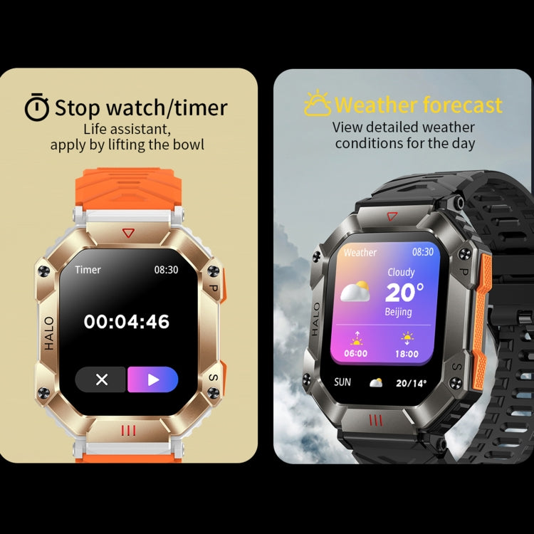 LEMFO KR80 2.0 inch BT5.1 IP67 Sport Smart Watch, Support Bluetooth Call / Sleep / Blood Oxygen / Heart Rate / Blood Pressure Health Monitor(Black+Orange) - Smart Watches by LEMFO | Online Shopping UK | buy2fix