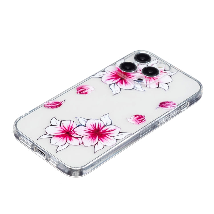 For iPhone 16 Pro Colored Drawing Pattern Transparent TPU Phone Case(Sakura) - iPhone 16 Pro Cases by buy2fix | Online Shopping UK | buy2fix