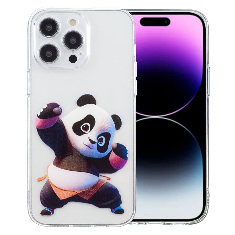 For iPhone 16 Pro Max Colored Drawing Pattern Transparent TPU Phone Case(Panda) - iPhone 16 Pro Max Cases by buy2fix | Online Shopping UK | buy2fix