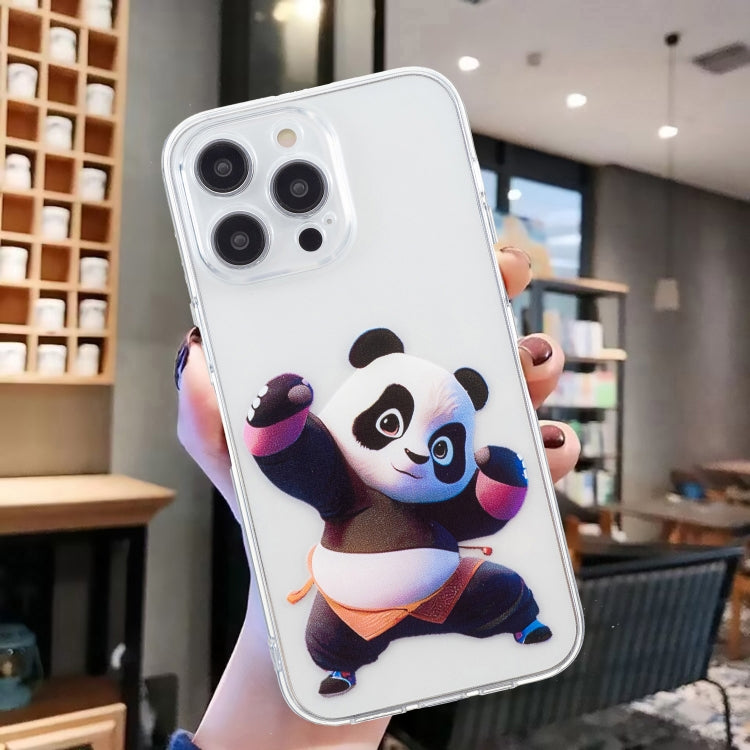 For iPhone 16 Pro Max Colored Drawing Pattern Transparent TPU Phone Case(Panda) - iPhone 16 Pro Max Cases by buy2fix | Online Shopping UK | buy2fix