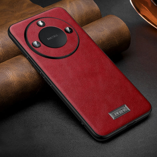 For Honor X60 SULADA Shockproof TPU + Handmade Leather Phone Case(Red) - Honor Cases by SULADA | Online Shopping UK | buy2fix