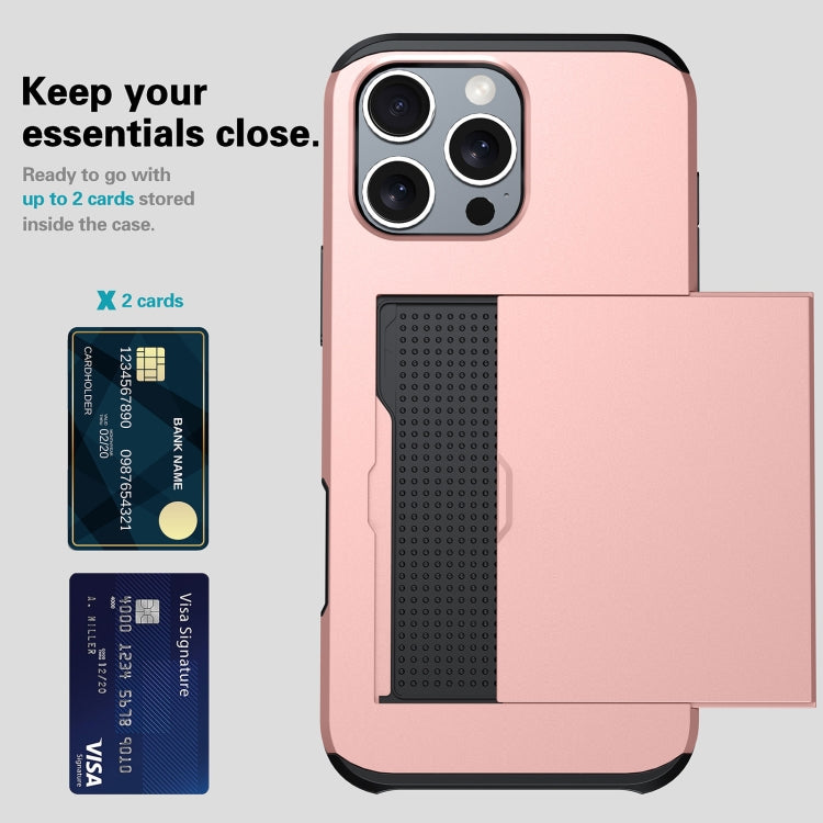 For iPhone 16 Shockproof Armor Phone Case with Card Slot(Rose Gold) - iPhone 16 Cases by buy2fix | Online Shopping UK | buy2fix