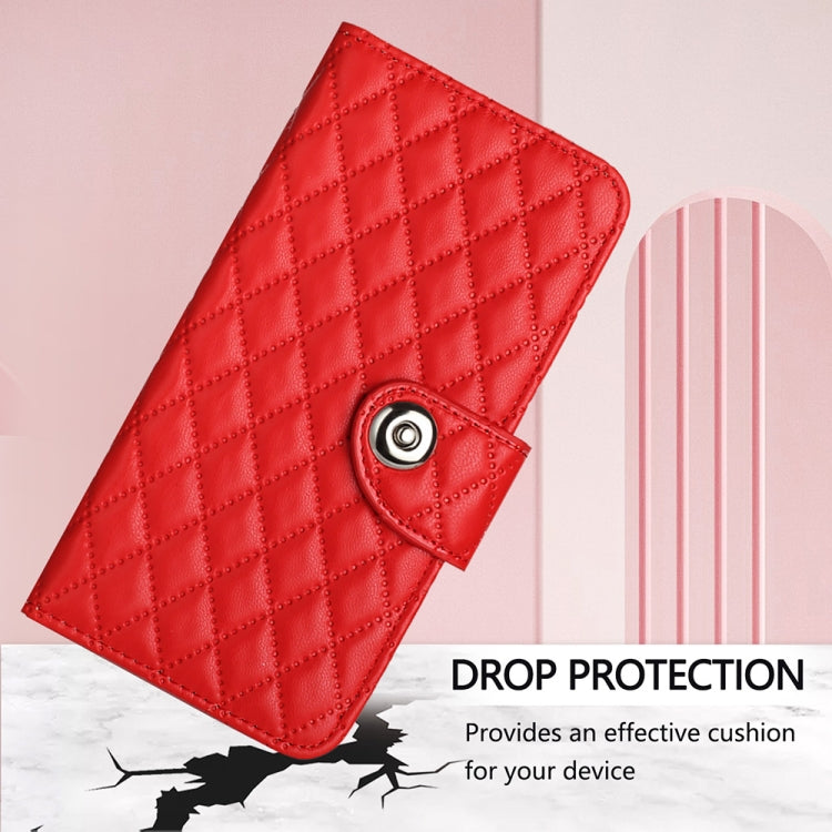 For Ulefone Note 18 Ultra Rhombic Texture Flip Leather Phone Case with Lanyard(Red) - Ulefone Cases by buy2fix | Online Shopping UK | buy2fix