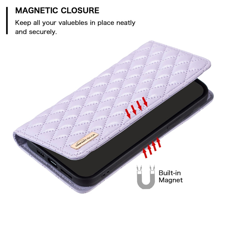 For Samsung Galaxy S25 5G Diamond Lattice Magnetic Leather Flip Phone Case(Purple) - Galaxy S25 5G Cases by buy2fix | Online Shopping UK | buy2fix