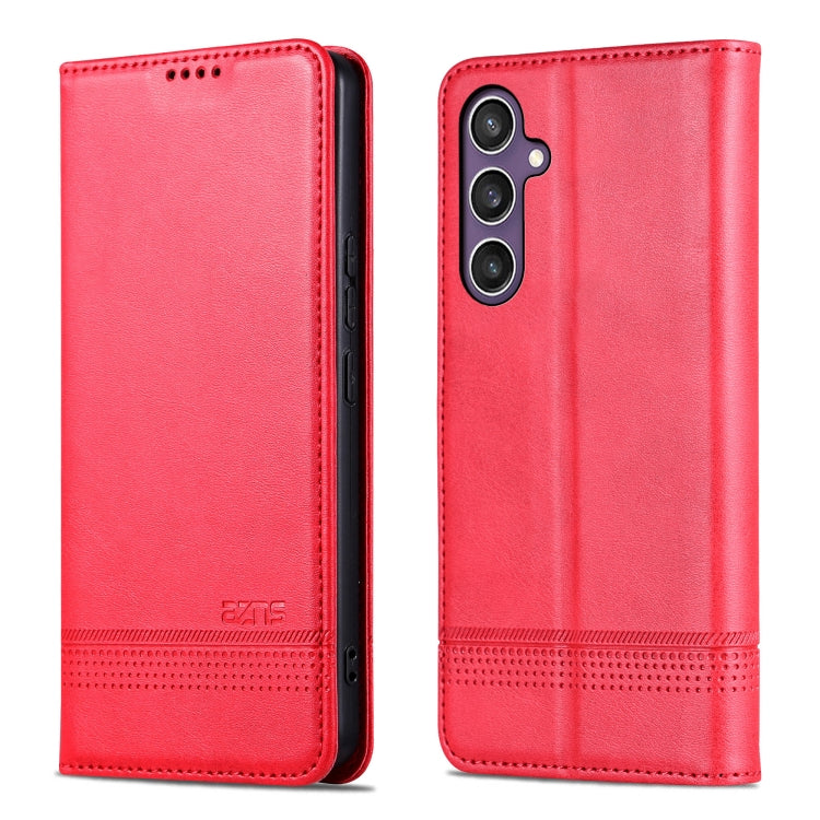 For Samsung Galaxy S24 FE 5G AZNS Magnetic Calf Texture Flip Leather Phone Case(Red) - Galaxy S24 FE 5G Cases by AZNS | Online Shopping UK | buy2fix