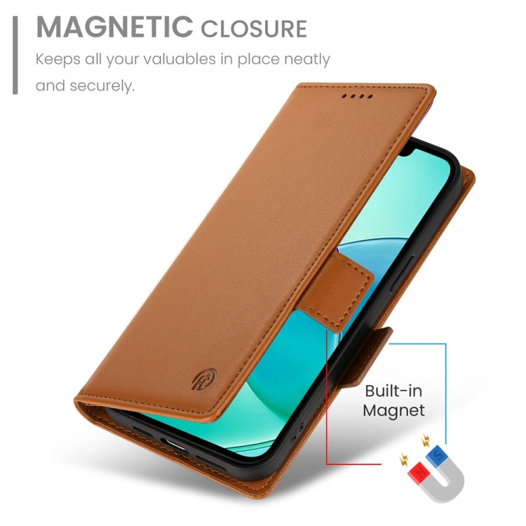 For iPhone SE 2024 Side Buckle Magnetic Frosted Leather Phone Case(Brown) - More iPhone Cases by buy2fix | Online Shopping UK | buy2fix