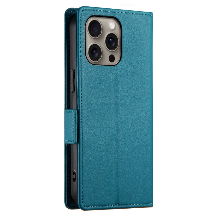 For iPhone 16 Pro Max Side Buckle Magnetic Frosted Leather Phone Case(Blue) - iPhone 16 Pro Max Cases by buy2fix | Online Shopping UK | buy2fix