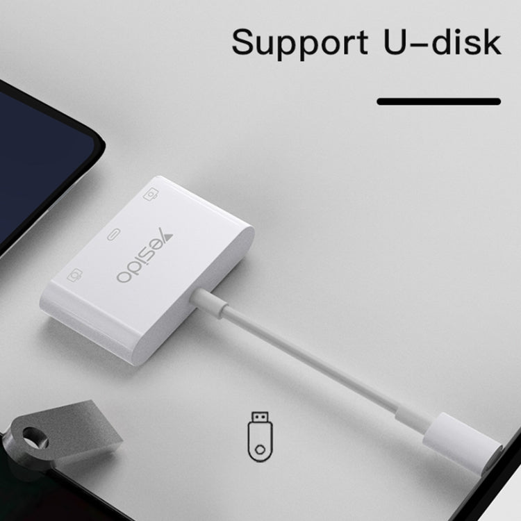 Yesido GS17 USB-C / Type-C to Dual USB + USB-C / Type-C OTG Adapter(White) - Converter & Adapter by Yesido | Online Shopping UK | buy2fix